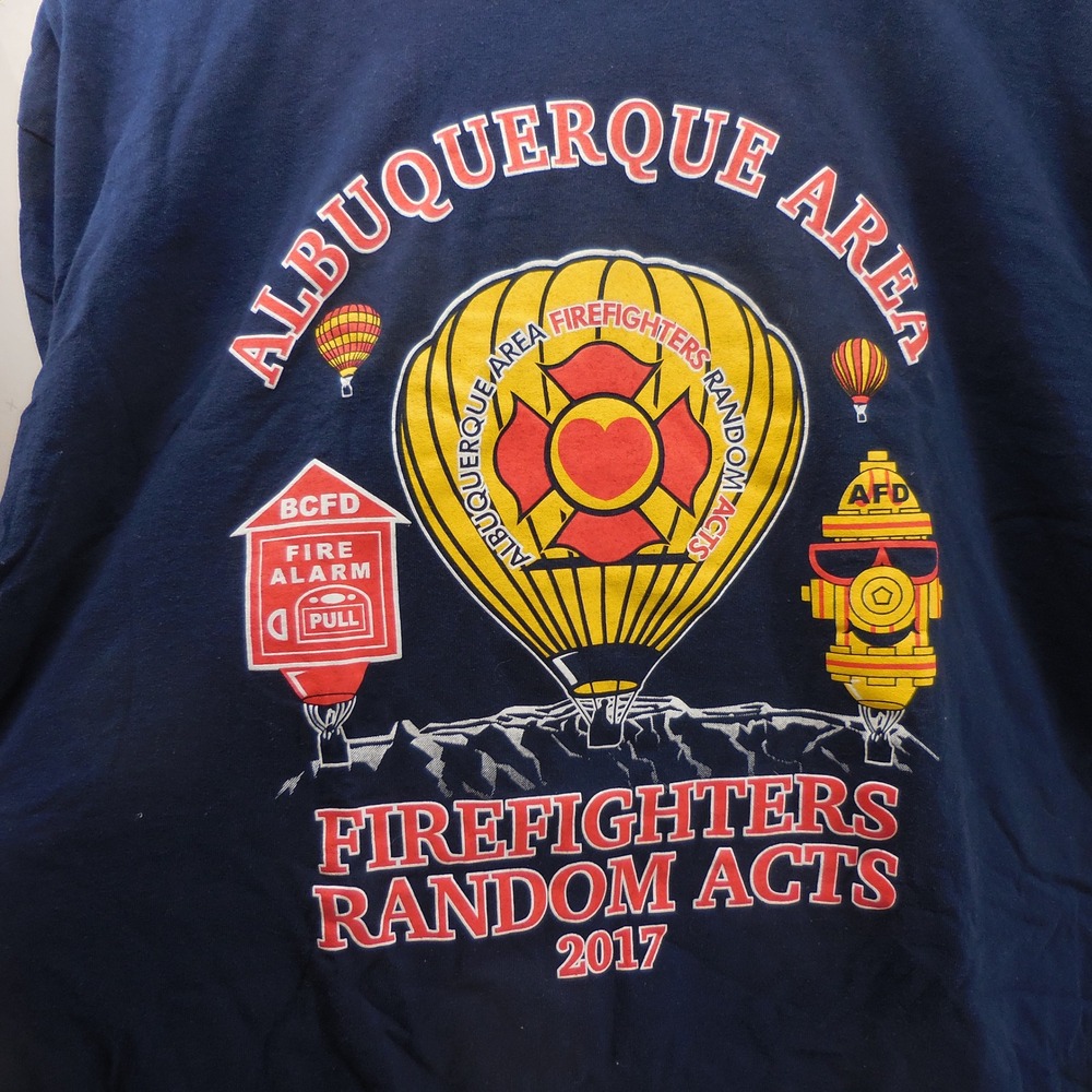 Albuquerque Firefighters Random Acts 2017 Balloon Fiesta T-Shirt Navy Blue L